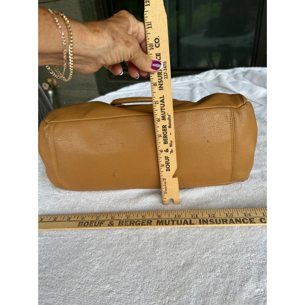 Coach Morgan F35185 Saddle Tan Pebbled Leather Large Satchel Tote Handbag Bag